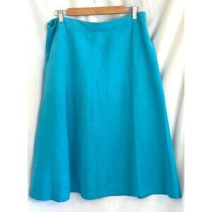Turquoise A-line Midi Skirt, Vintage, Cotton World Core, Women's Size XL